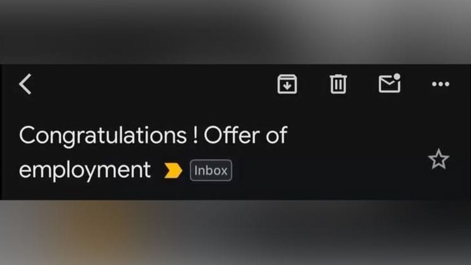 Job offer email notification on a phone screen